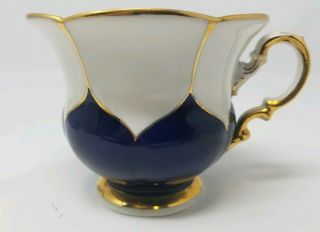 Meissen B Form Cobalt Blue and Gold Oversized Tea Cup & Saucer 2
