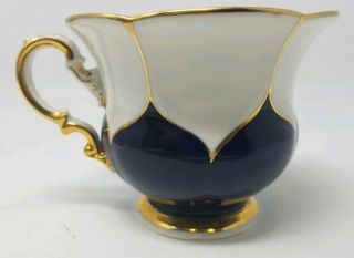 Meissen B Form Cobalt Blue and Gold Oversized Tea Cup & Saucer 4