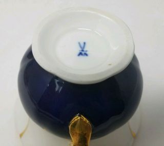 Meissen B Form Cobalt Blue and Gold Oversized Tea Cup & Saucer 7