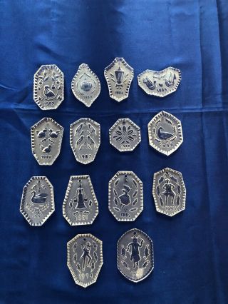 Waterford Crystal 12 Days Of Christmas Ornament Set Complete 1982 - 1995