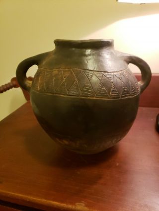 Georgia Blizzard Folk Art Pottery double handle jug vase Saltville,  VA Southern 2