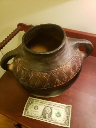 Georgia Blizzard Folk Art Pottery double handle jug vase Saltville,  VA Southern 5