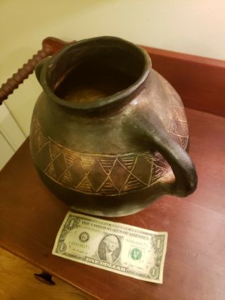 Georgia Blizzard Folk Art Pottery double handle jug vase Saltville,  VA Southern 6