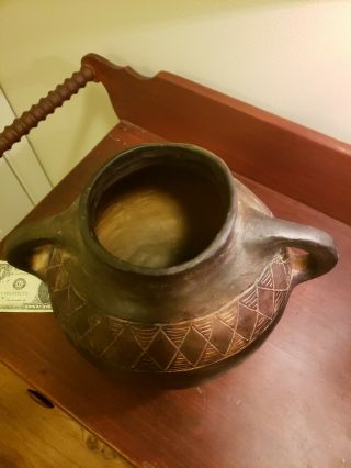 Georgia Blizzard Folk Art Pottery double handle jug vase Saltville,  VA Southern 7