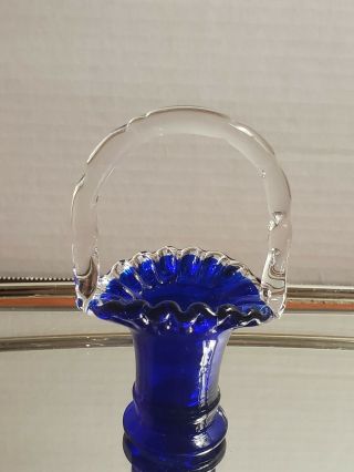 Fenton Blue Crystal Crest Mini 37 Basket