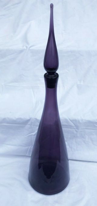 Blenko 920l Decanter Winslow Anderson 24 " Purple Amethyst Genie Bottle Mcm