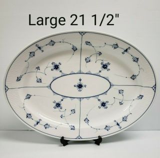 Monumental 21 1/2” Royal Copenhagen Blue Fluted Plain Large Oval Platter 1870 - 90