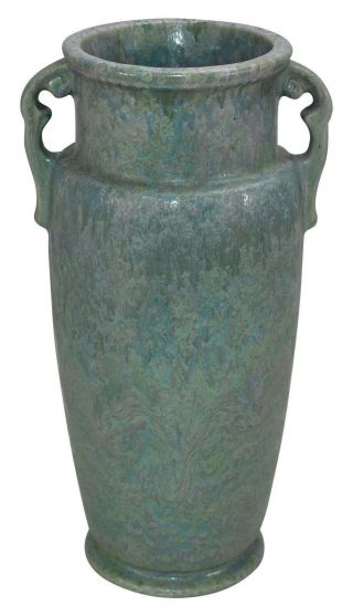 Roseville Pottery Carnelian Ii Blue And Green Ceramic Vase 320 - 12
