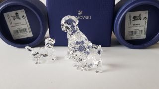 Swarovski Crystal,  As Set Labrador Mother,  Puppy Playing & Puppy Standing.