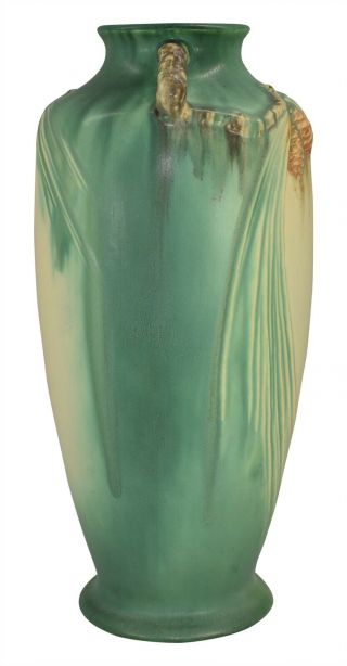 Vintage Roseville Pottery Pine Cone Green Ceramic Vase 805 - 12 4