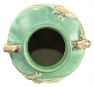 Vintage Roseville Pottery Pine Cone Green Ceramic Vase 805 - 12 5