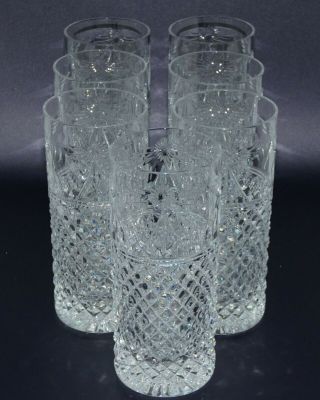 Set 7 Stuart Crystal England Beaconsfield High Ball Juice Water Glasses