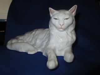 HEREND HUNGARY PORCELAIN HANDPAINTED RESTING CAT FIGURINE large 3