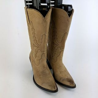 Miranda Lambert Idyllwind Beige Leather Stacked Heel Cowboy Boots Size 8.  5 B