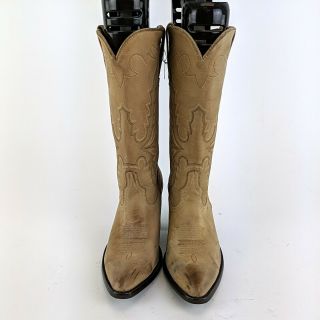 Miranda Lambert IDYLLWIND Beige Leather Stacked Heel Cowboy Boots Size 8.  5 B 3