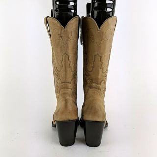 Miranda Lambert IDYLLWIND Beige Leather Stacked Heel Cowboy Boots Size 8.  5 B 4