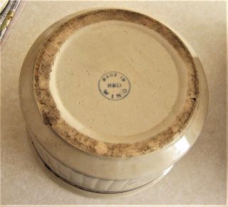 Vintage Old Red Wing Gray Line Sponge Band Cookie Jar with Lid - HTF 11