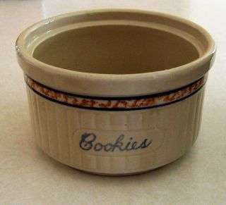 Vintage Old Red Wing Gray Line Sponge Band Cookie Jar with Lid - HTF 4