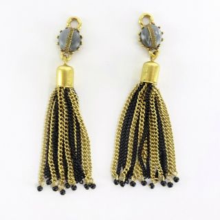 Miranda Lambert Unlabeled Black & Brass - Colored Chain Tassle Earrings (no Hooks)