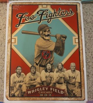 Foo Fighters Poster Chicago,  Il Wrigley Field 8/29/15 Emek Signed & Numbered