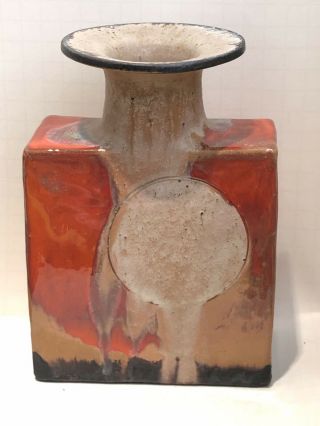 Ivo De Santis For Gli Etruschi Italian Art Pottery Slab Vase Raymor Mcm Vintage