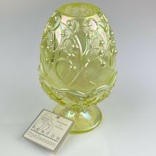 Fenton Glass Fairy Light Lamp Yellow Topaz Vaseline Lily Of The Valley 8404 To