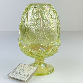 Fenton Glass FaIry Light Lamp Yellow Topaz Vaseline LILY OF THE VALLEY 8404 TO 2