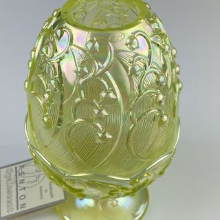 Fenton Glass FaIry Light Lamp Yellow Topaz Vaseline LILY OF THE VALLEY 8404 TO 4