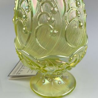 Fenton Glass FaIry Light Lamp Yellow Topaz Vaseline LILY OF THE VALLEY 8404 TO 5