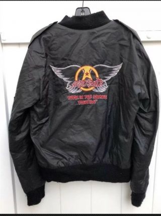 Aerosmith Back In The Saddle 1984 World Tour Black Nylon Jacket Large Vtg
