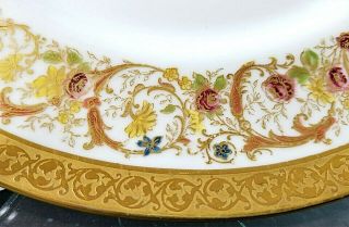 Set Of 11 Antique Pl Limoges M Redon Scroll Flower Gold Encrusted Dinner Plates