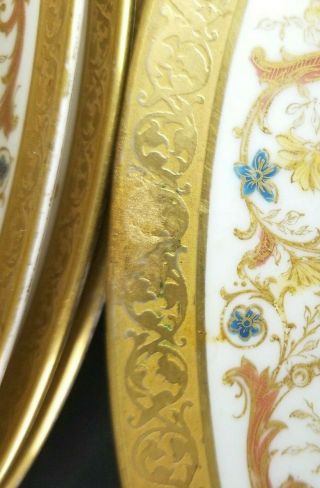 Set of 11 Antique PL LIMOGES M Redon Scroll Flower Gold Encrusted Dinner Plates 7