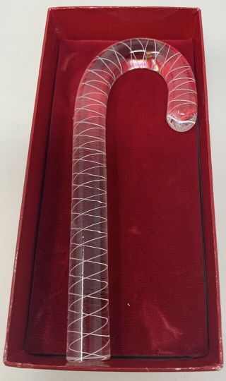 Rare Steuben White Swirl Candy Cane Holiday X - MAS Signed Red Box Ex 3