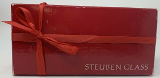 Rare Steuben White Swirl Candy Cane Holiday X - MAS Signed Red Box Ex 4