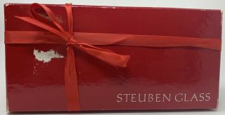 Rare Steuben White Swirl Candy Cane Holiday X - MAS Signed Red Box Ex 5