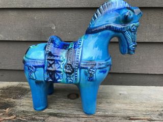 Large Aldo Londi Rimini Blue Horse,  Bitossi,  No Damage,  9.  95