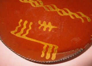 Antique 19th C Stoneware Redware Slip Decorated Pennsylvania Dish Plate 9 3/4 