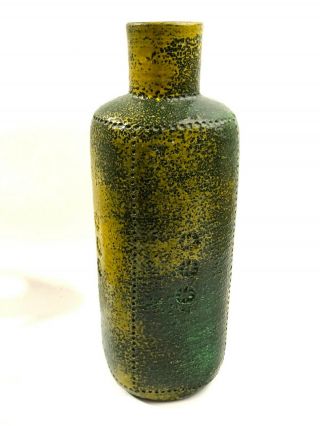 14 " Mid Century Modern Aldo Londi Bitossi Italian Green Yellow Pottery Vase Mcm