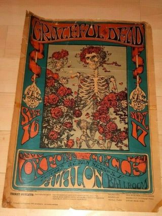 Grateful Dead Avalon Ballroom Sept 16th,  17th,  1966 Concert Poster 3rd Printing
