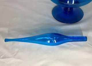 Blenko Wayne Husted 6212 Decanter flame stopper MCM blue glass 3