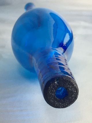 Blenko Wayne Husted 6212 Decanter flame stopper MCM blue glass 6