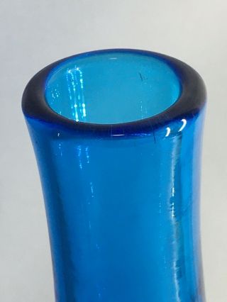 Blenko Wayne Husted 6212 Decanter flame stopper MCM blue glass 7