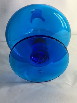 Blenko Wayne Husted 6212 Decanter flame stopper MCM blue glass 8