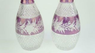 Pair Amethyst Cut Glass Decanters,  Silver Collars 1978 4