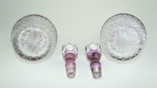 Pair Amethyst Cut Glass Decanters,  Silver Collars 1978 7