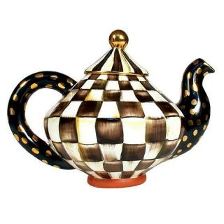 Mackenzie Childs Courtly Check Ceramic Teapot -