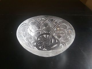 Lalique Crystal Pinsons Signed Finch Bird Sparrow 9 1/4 " Bowl France