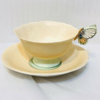 Vintage Paragon Tea Cup & Saucer Pale Peach Butterfly Handle Double Warrant