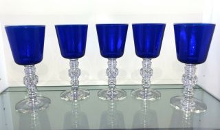 5 Vintage Heisey Spanish Cobalt Blue Water Goblet