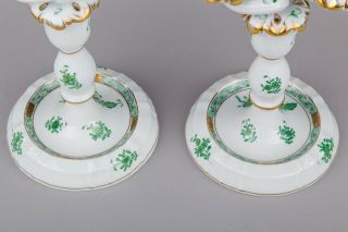 Herend Chinese Bouquet Green Two Light Candle Holders 7915/AV 6